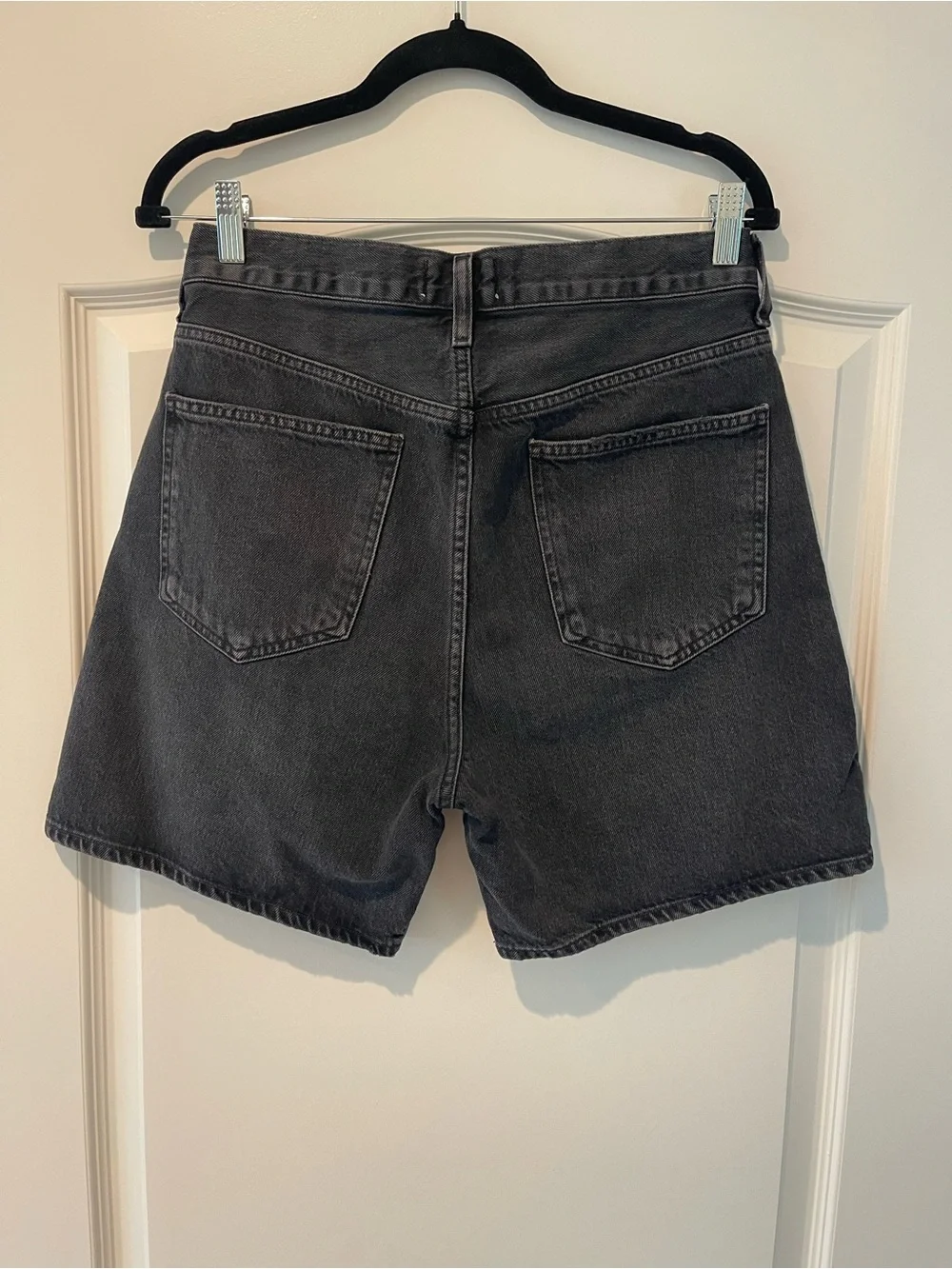 Agolde Washed Black High-Rise Denim Shorts